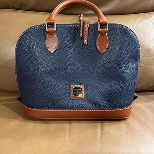 Dooney & Bourke Blue and Brown Leather Satchel with matching wallet